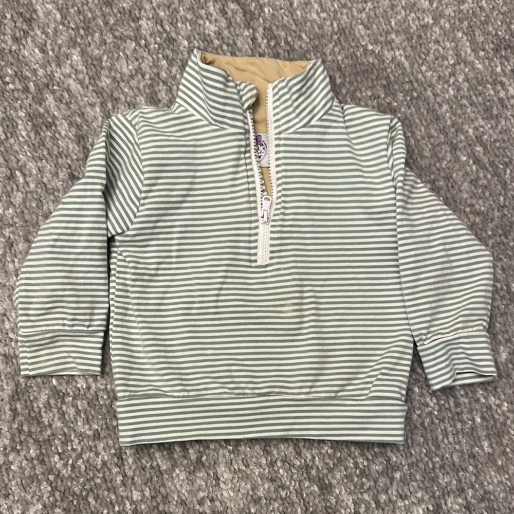 Purple pearl smocks light green Striped Kids Pullover quarterzip 9mo